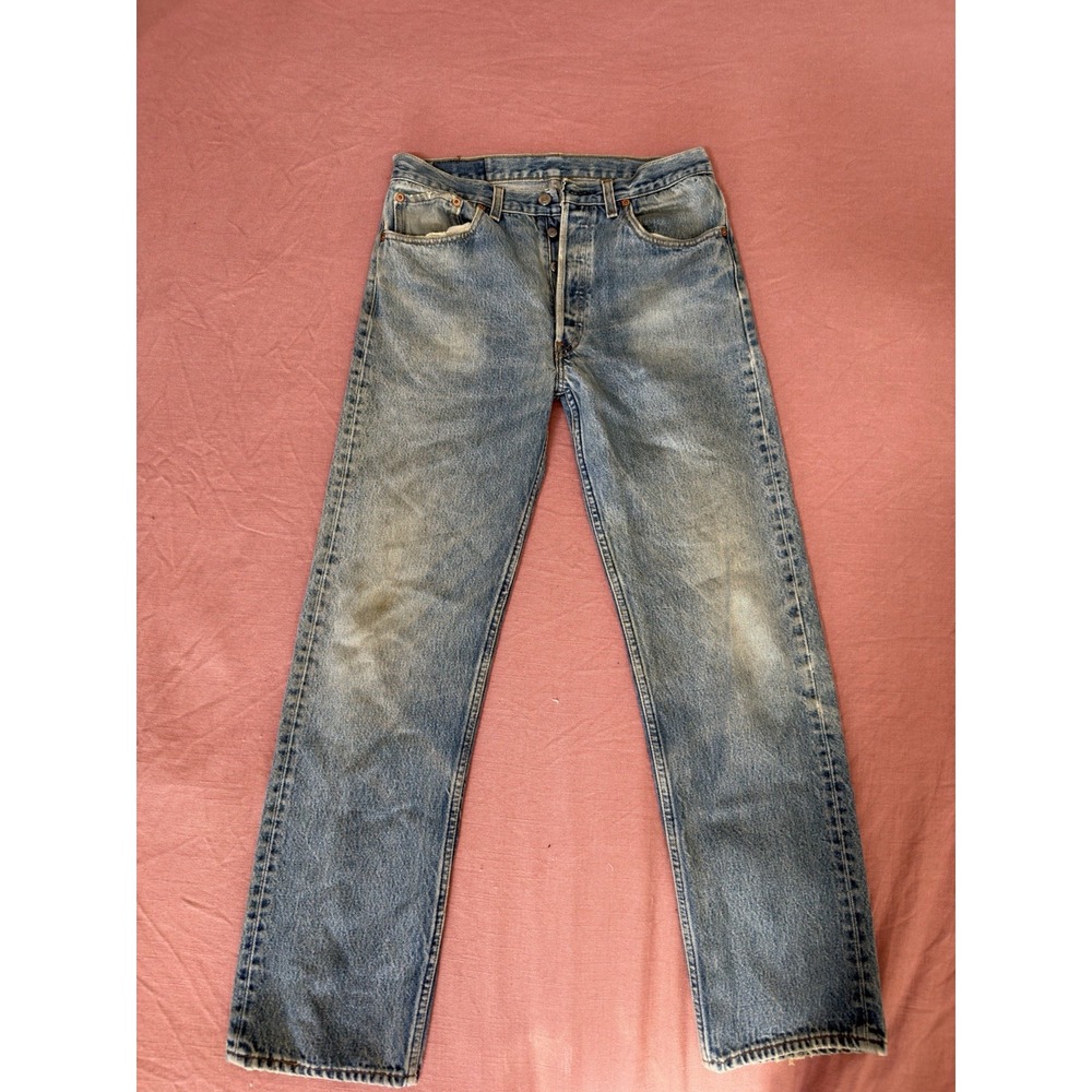 Vintage Levis 501 XX Jeans Mens 34x34 Made in USA Distressed Fade Light Wash